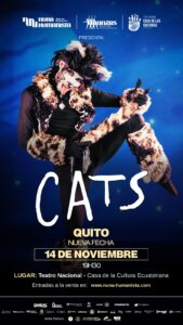 La Escuela Danzas Artes Escénicas de Ambato y Nuna Humanista presenta el fenómeno mundial que ha cautivado audiencias Quito, Ecuador – La Casa de la Cultura Ecuatoriana se prepara para recibir una de las producciones teatrales más esperadas del año: CATS, El Musical, el legendario espectáculo de Andrew Lloyd Webber que revolucionó Broadway y el teatro mundial. Esta excepcional puesta en escena estará a cargo de la prestigiosa Escuela de Danzas y Artes Escénicas de Ambato, institución con más de 25 años de experiencia formando artistas de excelencia en el Ecuador. UN FENÓMENO MUNDIAL EN SUELO ECUATORIANO CATS ha alcanzado un éxito comercial sin precedentes, consolidándose como una de las obras de teatro más famosas de la historia reciente y a menudo se le atribuye el mérito de ser el primer mega musical del mundo. Inspirado en los entrañables poemas de T.S. Eliot recopilados en "El Libro de los Gatos Habilidosos del Viejo Possum", esta obra ha cautivado a las audiencias con su enigmático y mágico mundo felino. TALENTO NACIONAL DE EXCELENCIA Bajo la dirección artística de Alexandra Jaramillo Dávalos, Gestora cultural con 27 años de experiencia, dedicada al desarrollo de actividades artísticas en Tungurahua, comprometida con hacer visible el talento nacional, ha sido una incansable impulsora del desarrollo de las artes escénicas en el Ecuador, trabajando constantemente por brindar espacios y oportunidades al talento local. NUNA HUMANISTA: GESTIÓN CULTURAL DE VANGUARDIA Esta producción cuenta con el respaldo de Nuna Humanista, organización cultural sin fines de lucro con sede en Ambato, dedicada a impulsar el desarrollo artístico y cultural en la región. A través de programas de formación artística Nuna Humanista promueve el talento local y genera espacios de creación, encuentro y aprendizaje. Con una trayectoria consolidada en Tungurahua, ha llevado adelante espectáculos, talleres y actividades abiertas al público, se ha posicionado como un referente en la gestión cultural del centro del país. UN ESPECTÁCULO PARA TODA LA FAMILIA CATS promete ser una experiencia teatral inolvidable para toda la familia, combinando innovadora coreografía, deslumbrantes vestuarios y melodías inolvidables. Esta producción representa una oportunidad única para que el público ecuatoriano disfrute de uno de los musicales más aclamados de todos los tiempos. La puesta en escena transportará a los espectadores al mágico mundo felino, donde cada personaje cuenta su historia a través de la danza, el canto y la actuación, creando una experiencia teatral que ha emocionado a millones de personas alrededor del mundo. INFORMACIÓN PARA EL PÚBLICO Lugar: Casa de la Cultura Ecuatoriana, Quito Función: 14 noviembre de 2025 Reservas e información: • Sitio web: nuna-humanista.com https://nuna-humanista.com/event/cats-quito/